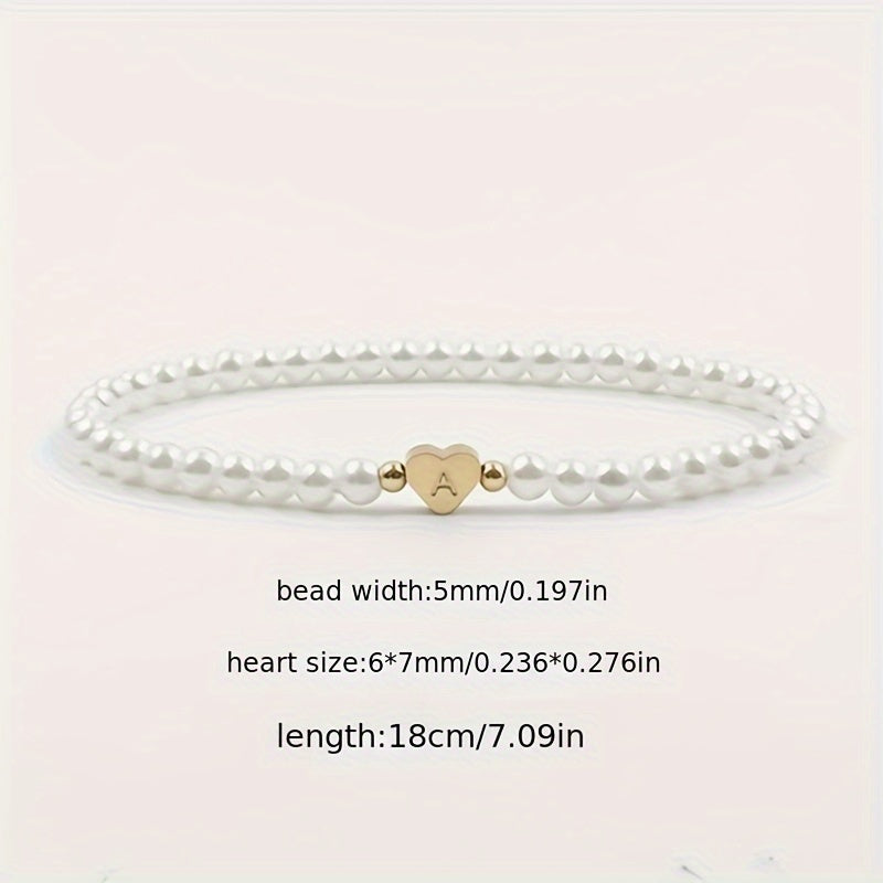 Alenora | Women's Personalized Pearl Bracelet with Initial Charm | Gold