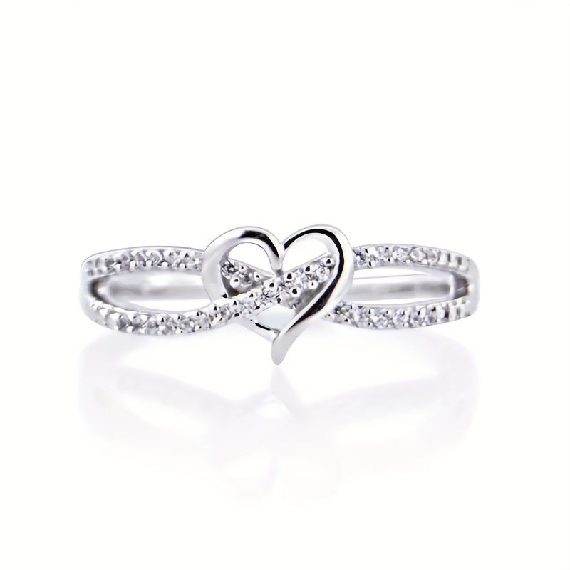 Amelien | Ladies Heart Shaped Infinity Ring | Silver