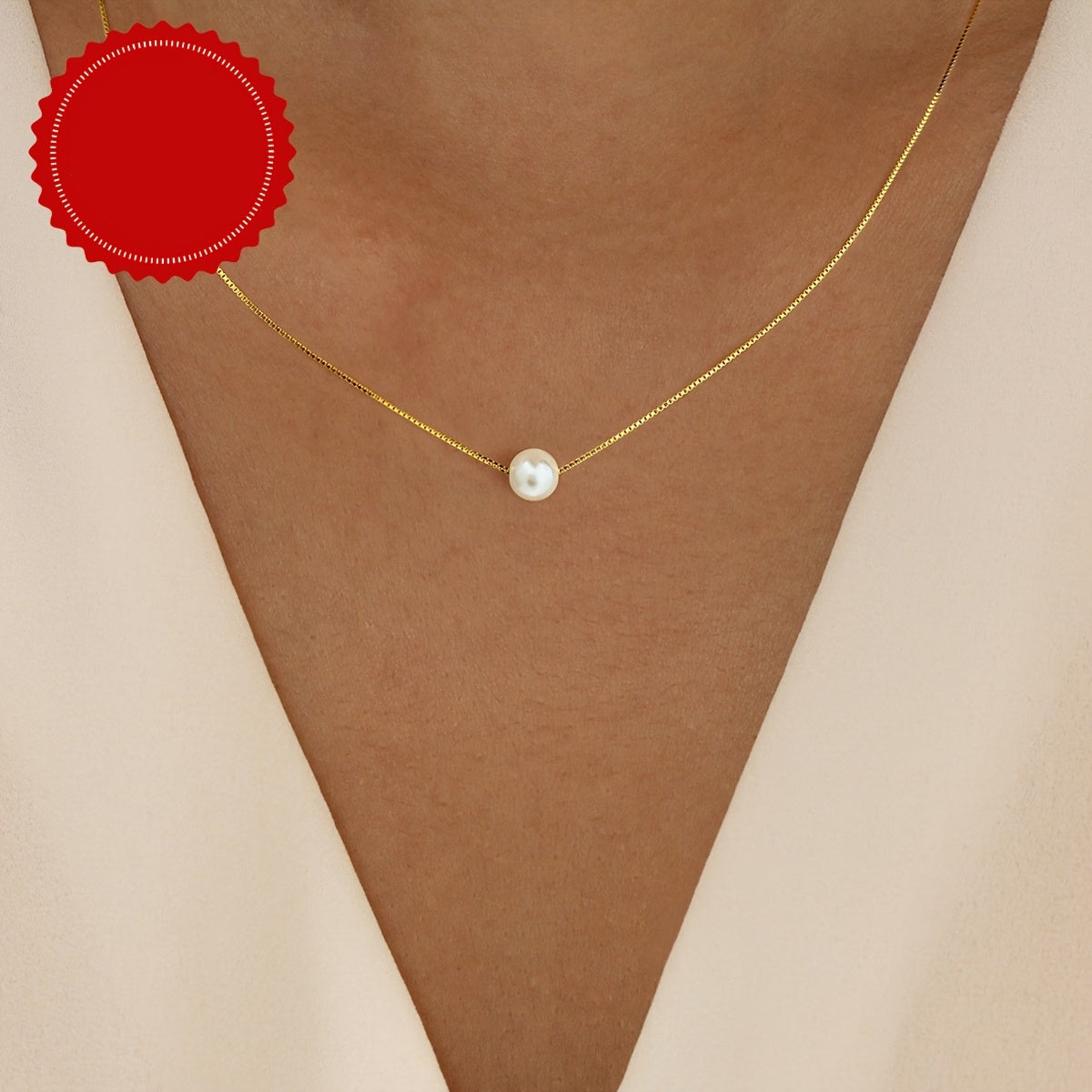 Solena | Women's pearl necklace with minimalist design | Silver
