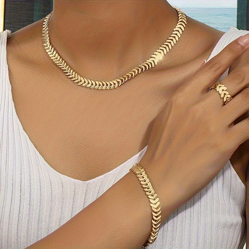Ravéa | Women's gold jewelry set in hip-hop style | 3-piece