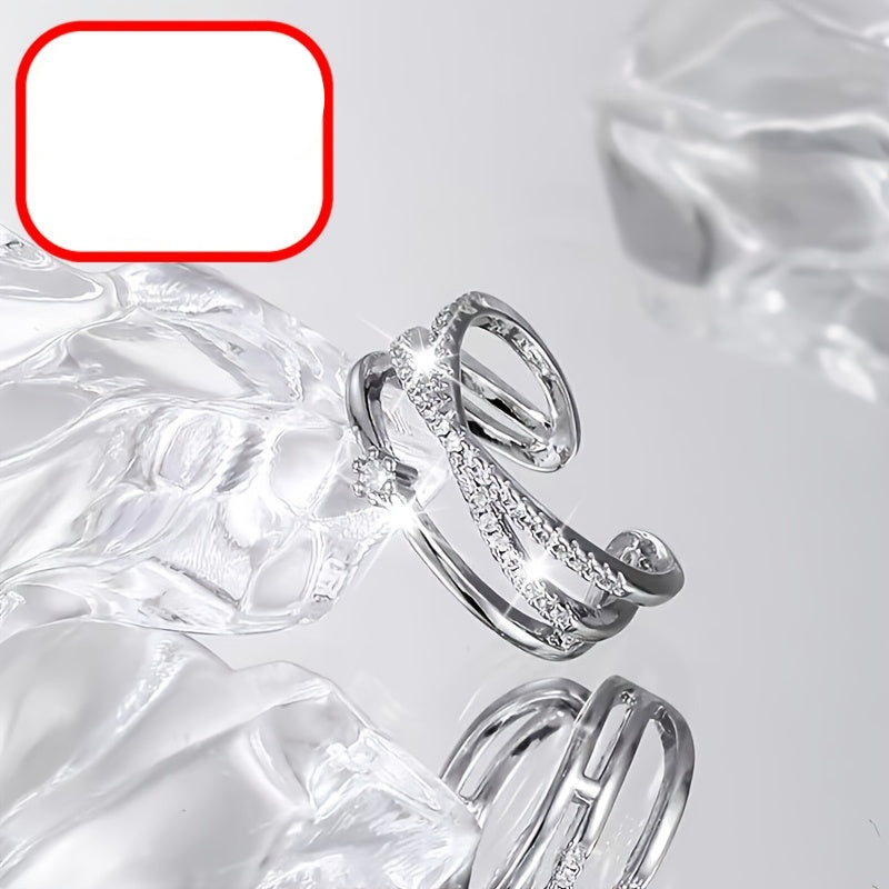Alveria | Women's stylish open ring with cross design | Silver