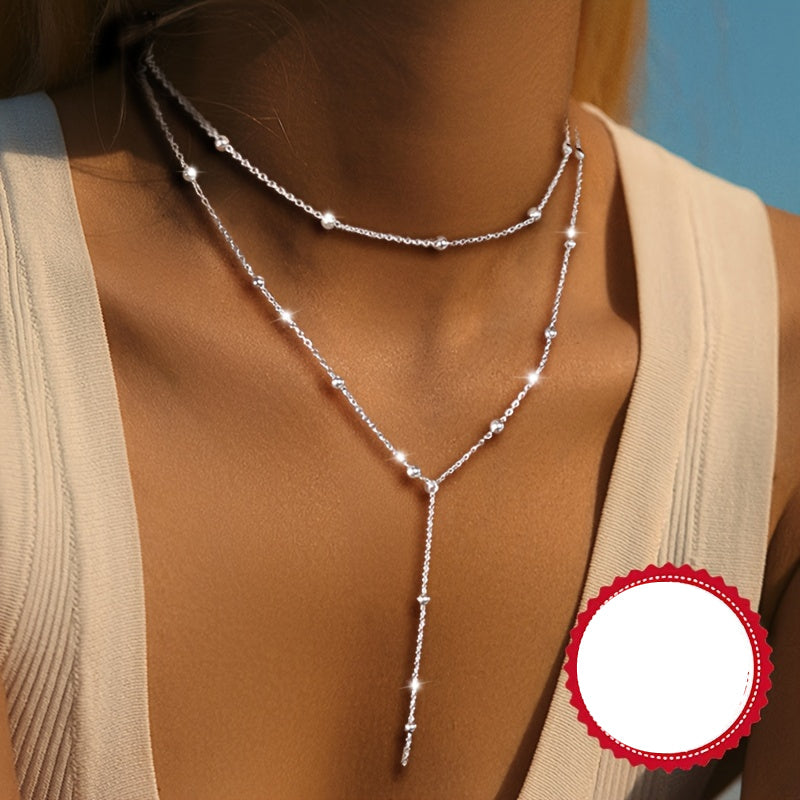 Liora | Women's elegant boho necklace with cross pendant | Silver