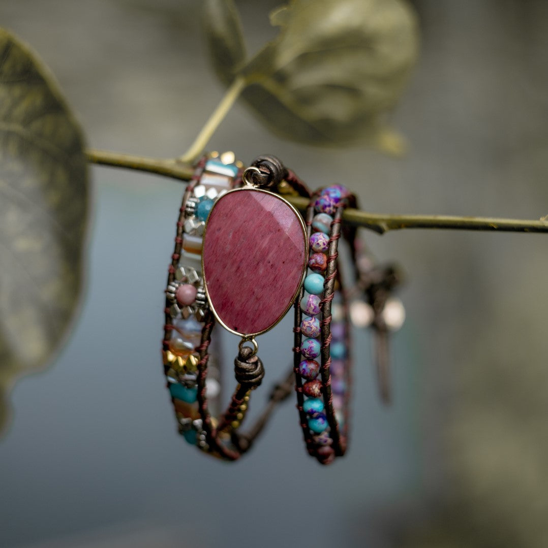 Rhodara | Women's Healing Wrap Bracelet | Red