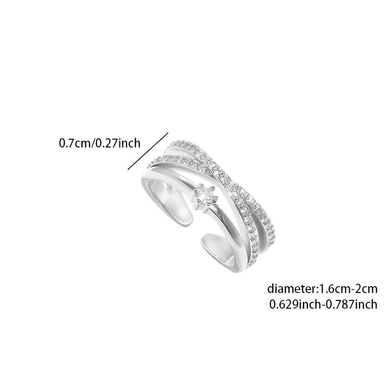 Alveria | Women's stylish open ring with cross design | Silver