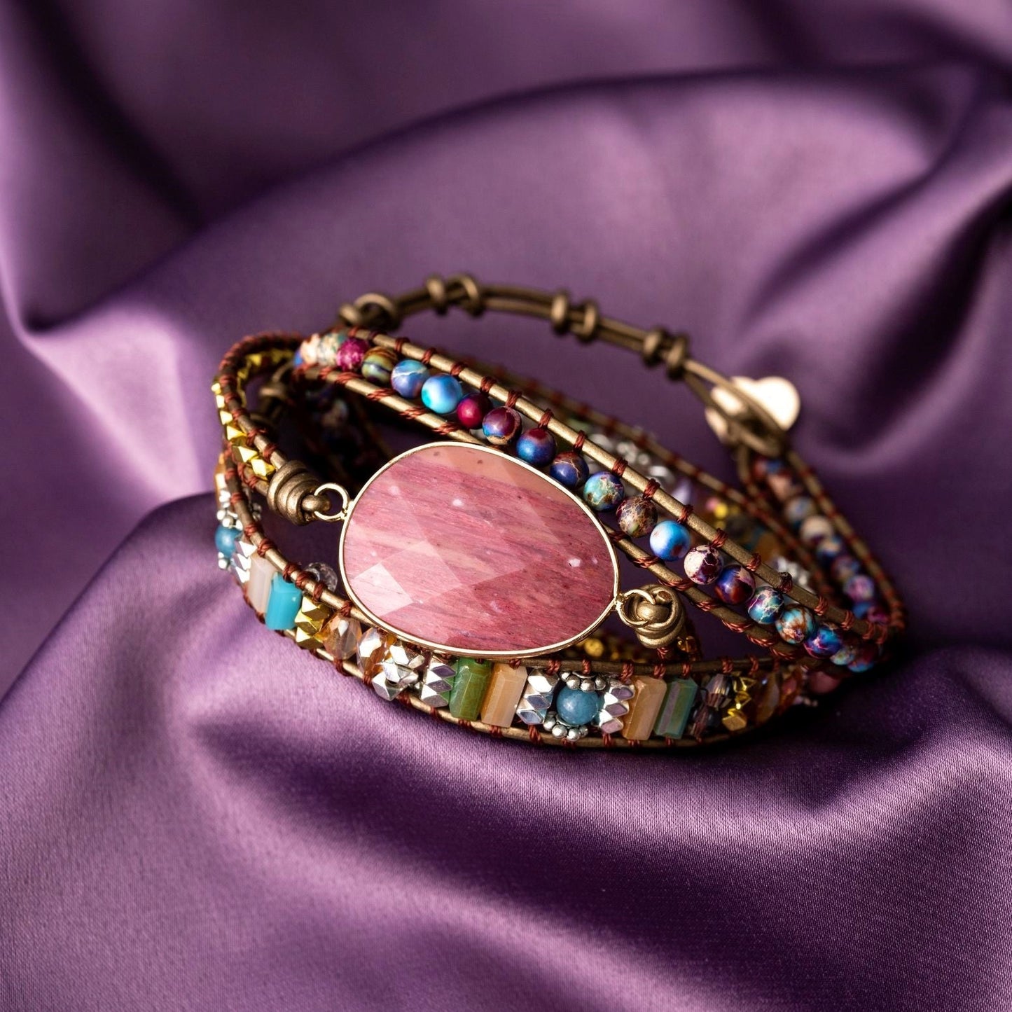 Rhodara | Women's Healing Wrap Bracelet | Red