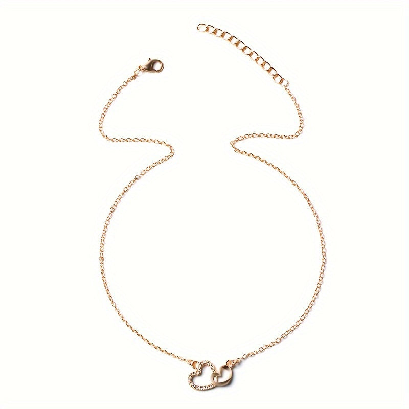 Valoria | Women's romantic heart necklace with rhinestones | Gold yellow