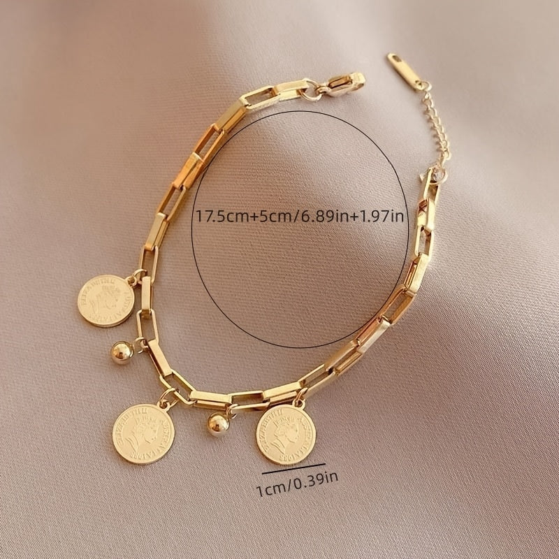 Zavaria | Women's modern bracelet with round charms | Gold