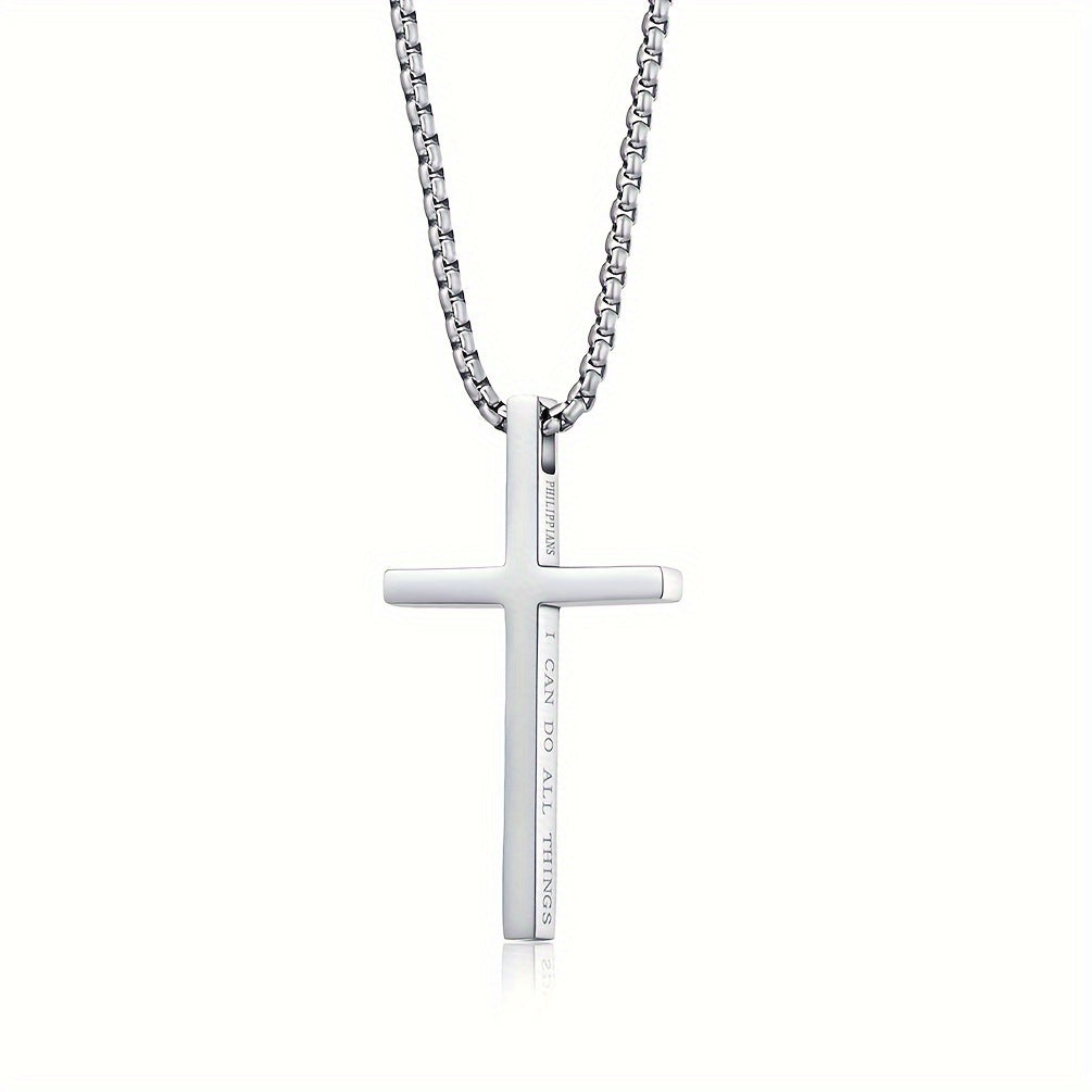 Cravello | Unisex Minimalist Cross Pendant Necklace | Silver