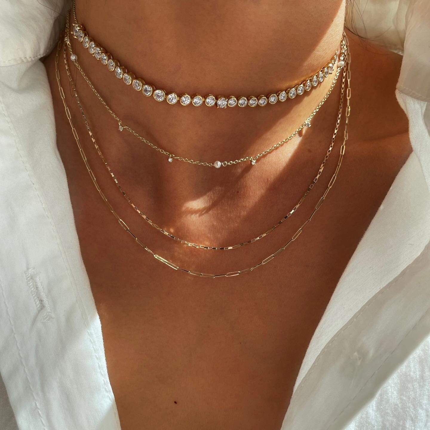 Ava - Gold Necklace with Rhinestones for Women