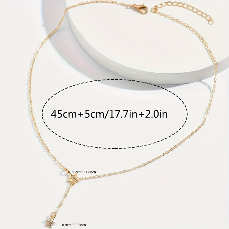 Stellira | Women's Y-Shaped Necklace with Sparkling Star | Gold