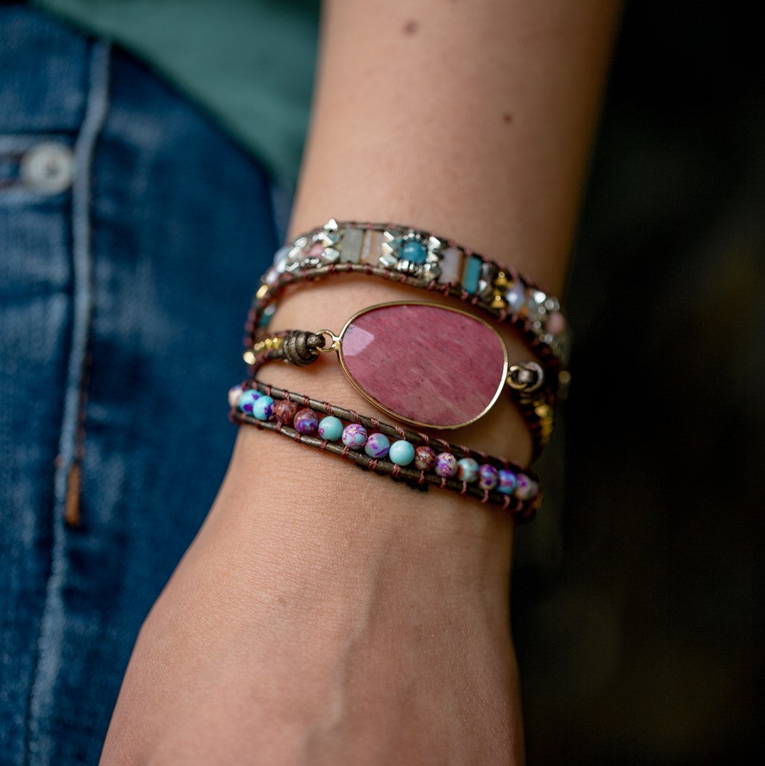 Rhodara | Women's Healing Wrap Bracelet | Red