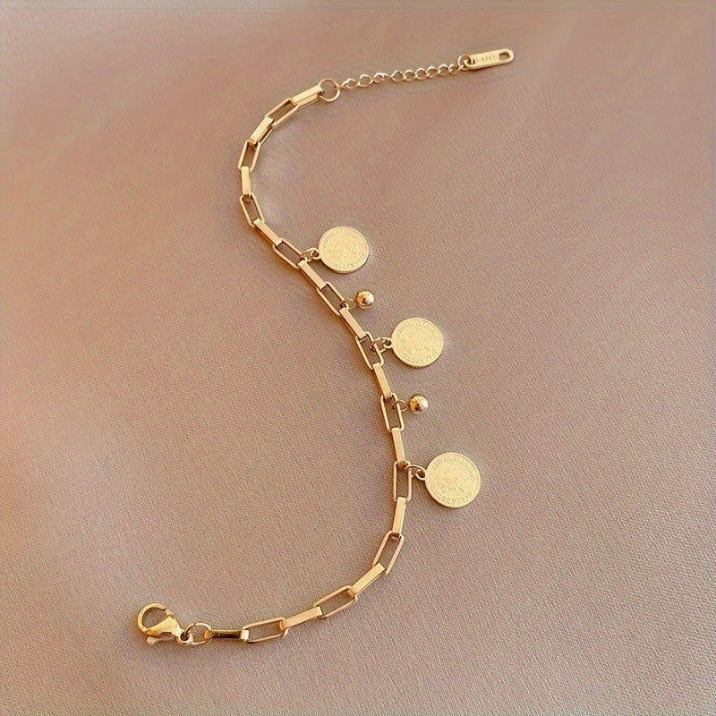 Zavaria | Women's modern bracelet with round charms | Gold