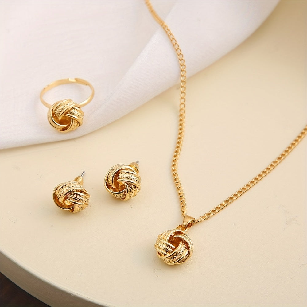 Zaraya | Women's Vintage Jewelry Set with Knot Details | Gold