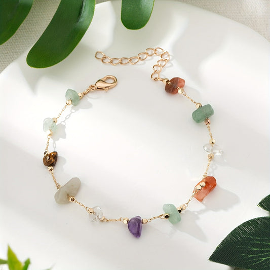 Calavina | Women's colorful ankle bracelet with natural stones | Colorful