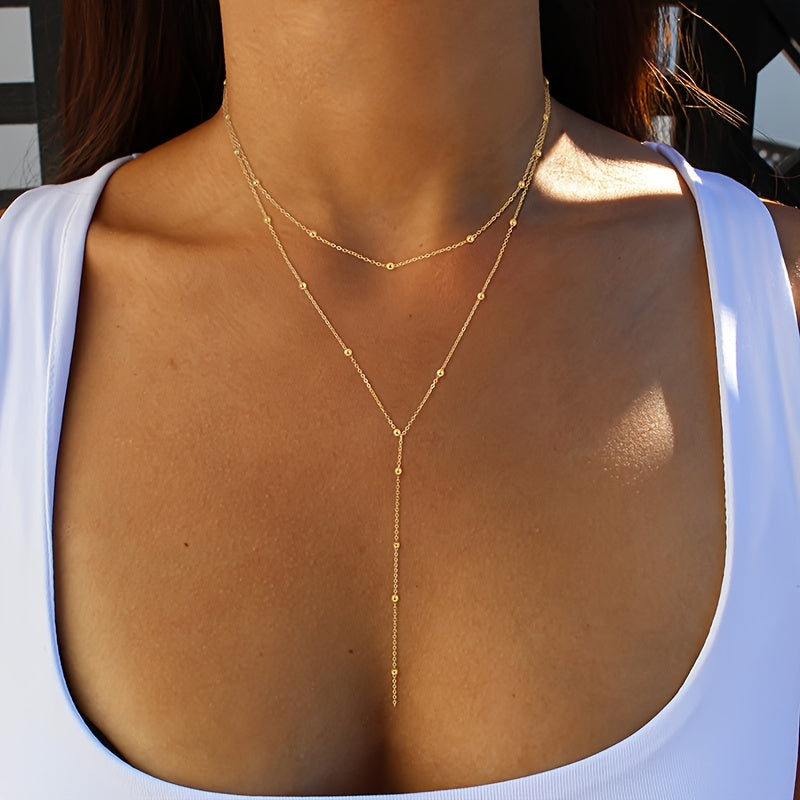 Mirena | Women's Elegant Layered Beaded Necklace | Gold