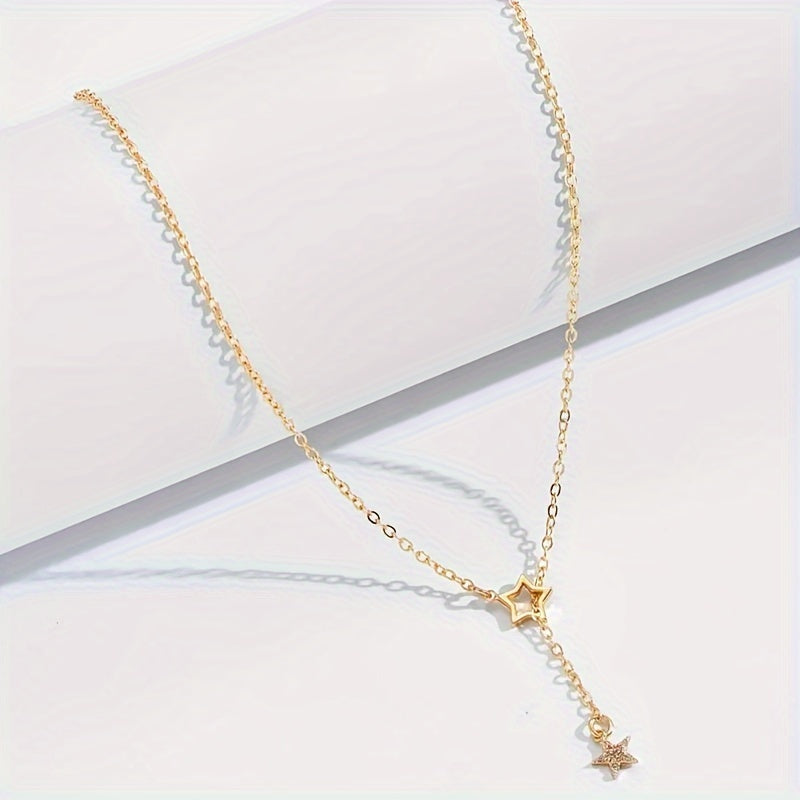 Stellira | Women's Y-Shaped Necklace with Sparkling Star | Gold
