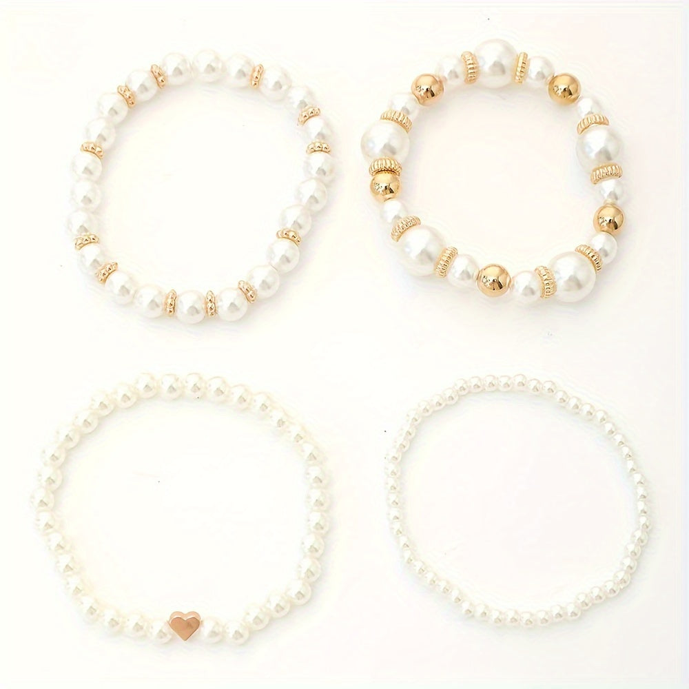 Vivianne | Women's elegant pearl bracelet set | White