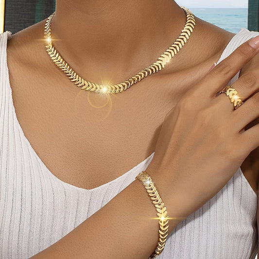 Ravéa | Women's gold jewelry set in hip-hop style | 3-piece
