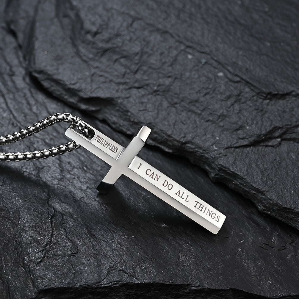 Cravello | Unisex Minimalist Cross Pendant Necklace | Silver