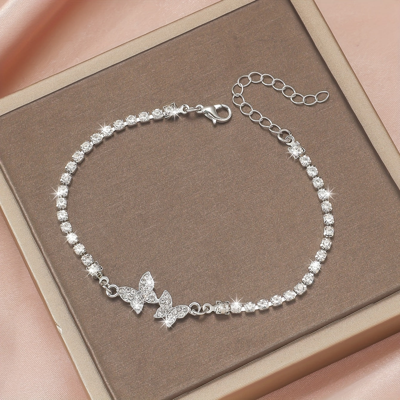 Lunivelle | Women's Sparkling Butterfly Bracelet with Rhinestones | Silver