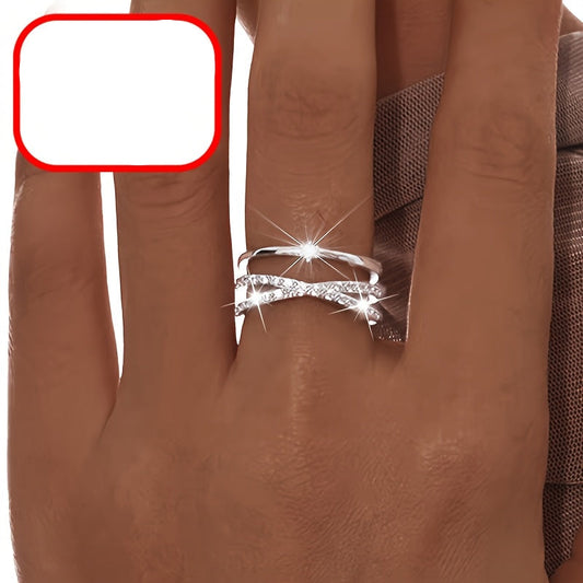Alveria | Women's stylish open ring with cross design | Silver