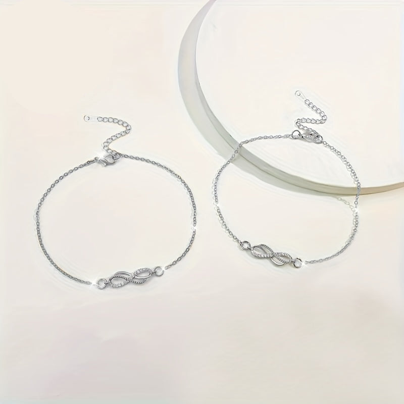 Zayla | Women's infinity ankle bracelet with vintage look | Silver