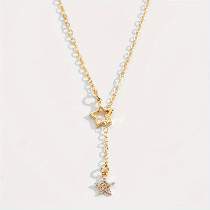Stellira | Women's Y-Shaped Necklace with Sparkling Star | Gold