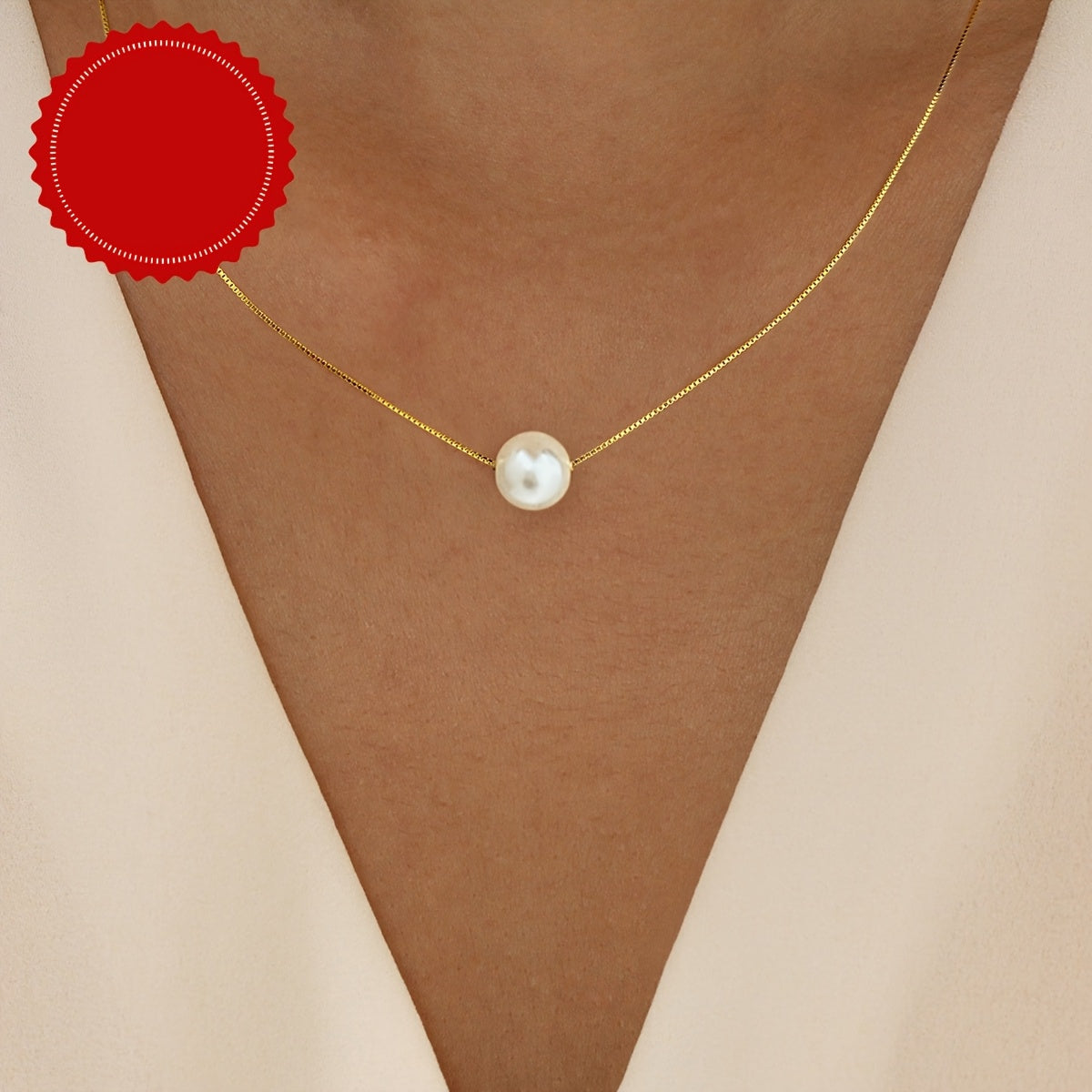 Solena | Women's pearl necklace with minimalist design | Silver