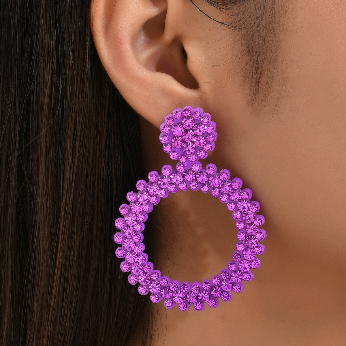Vivelya | Women's Colorful Rhinestone Stud Earrings | Colorful