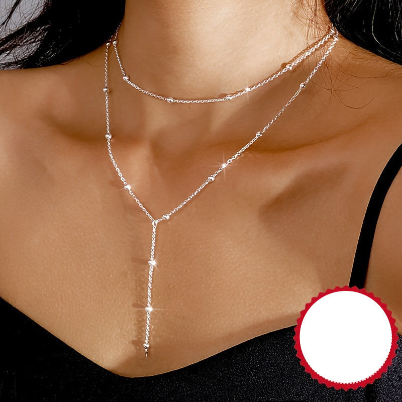 Liora | Women's elegant boho necklace with cross pendant | Silver