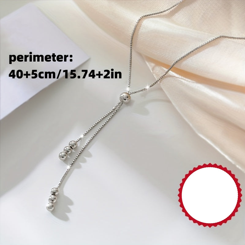 Ysolde | Ladies adjustable Y-shaped necklace with vintage shine | Silver