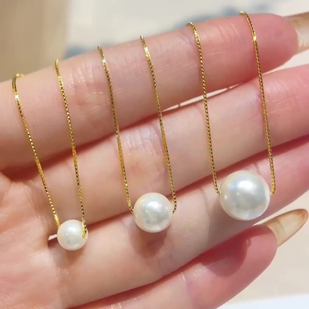 Solena | Women's pearl necklace with minimalist design | Silver
