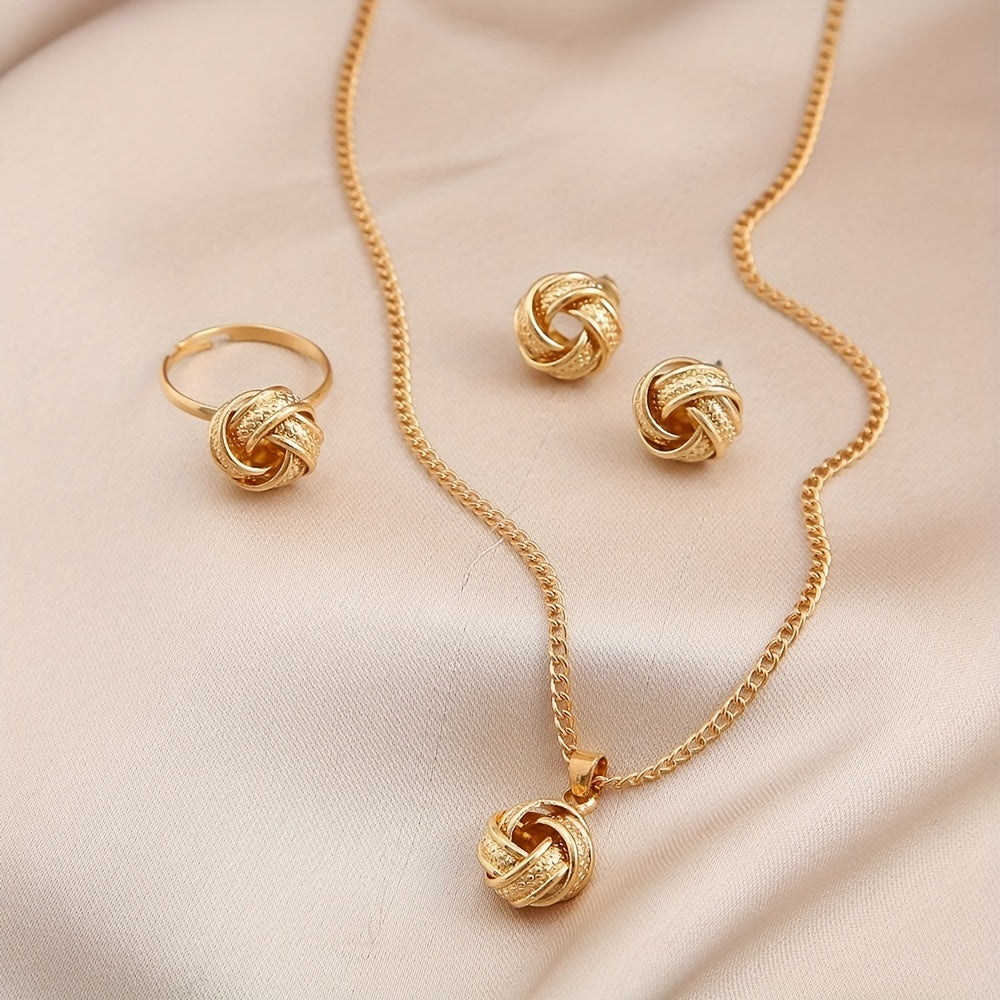Zaraya | Women's Vintage Jewelry Set with Knot Details | Gold