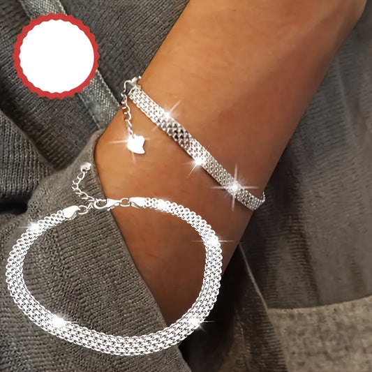 Auron | Unisex Sparkling Link Bracelet | Silver