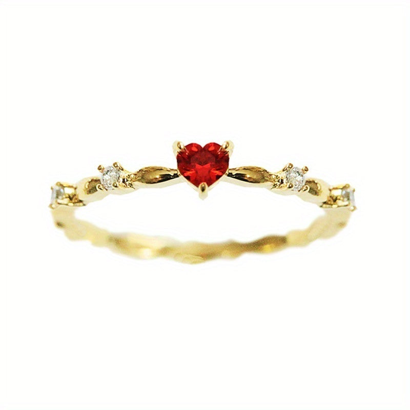 Amorelia | Women's romantic engagement ring with heart-shaped stone | Gold