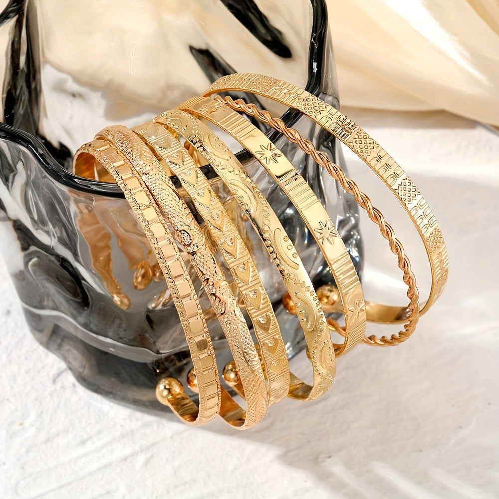 Zanelya | Women's vintage bracelet set with open cuffs | Gold