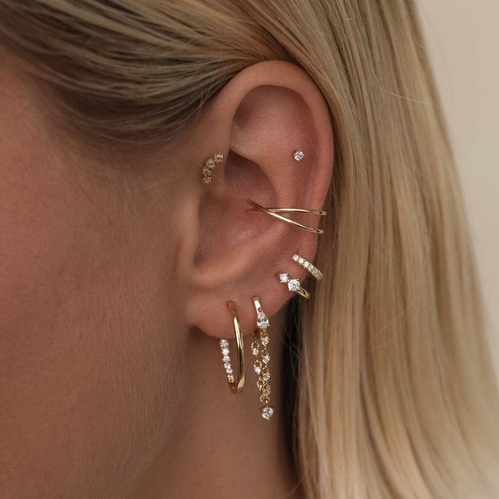 Adele - Gold Hoop Earrings with Rhinestones