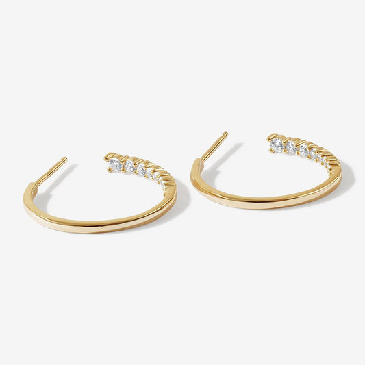 Adele - Gold Hoop Earrings with Rhinestones