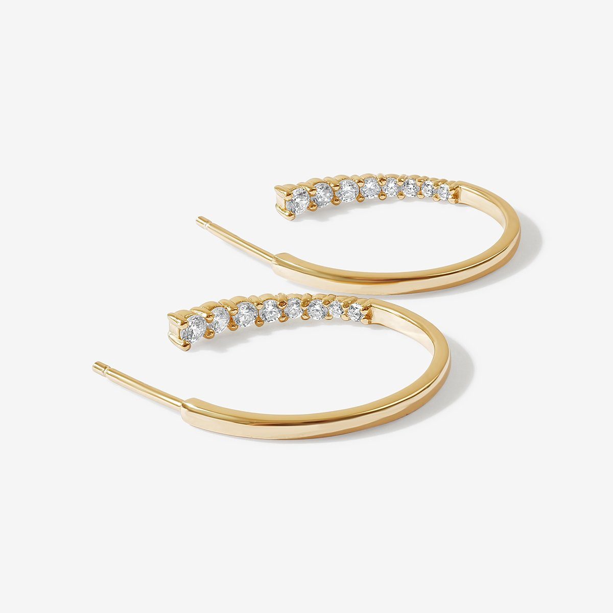 Adele - Gold Hoop Earrings with Rhinestones