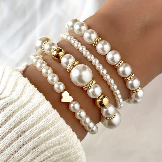 Vivianne | Women's elegant pearl bracelet set | White