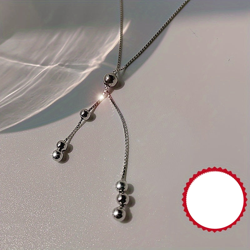 Ysolde | Ladies adjustable Y-shaped necklace with vintage shine | Silver