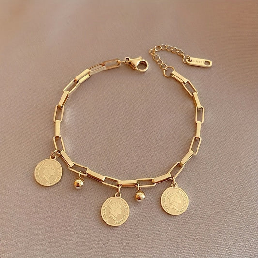 Zavaria | Women's modern bracelet with round charms | Gold