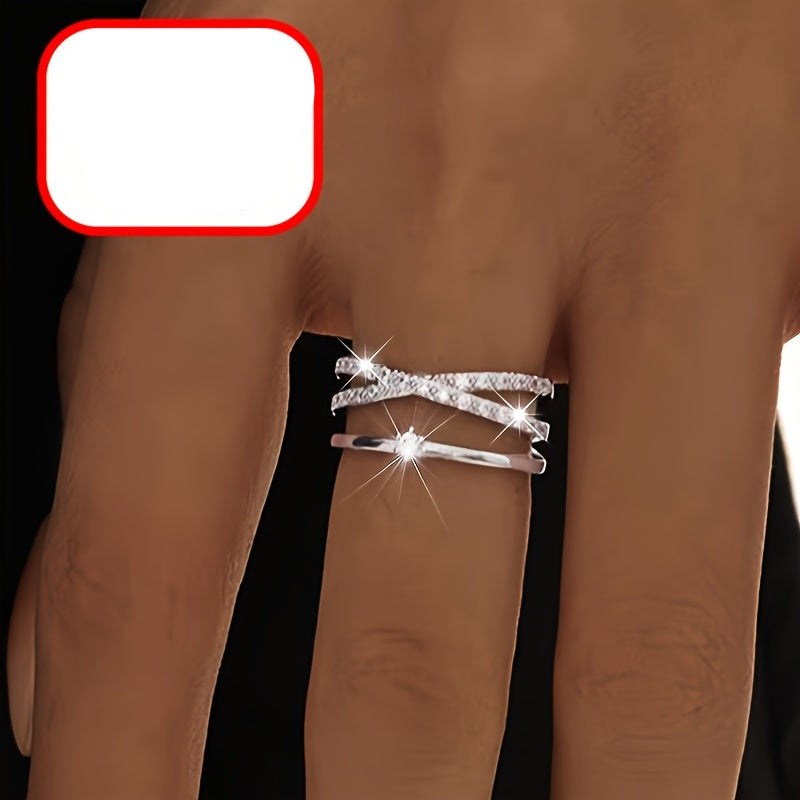 Alveria | Women's stylish open ring with cross design | Silver