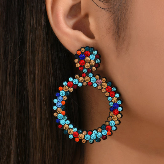 Vivelya | Women's Colorful Rhinestone Stud Earrings | Colorful