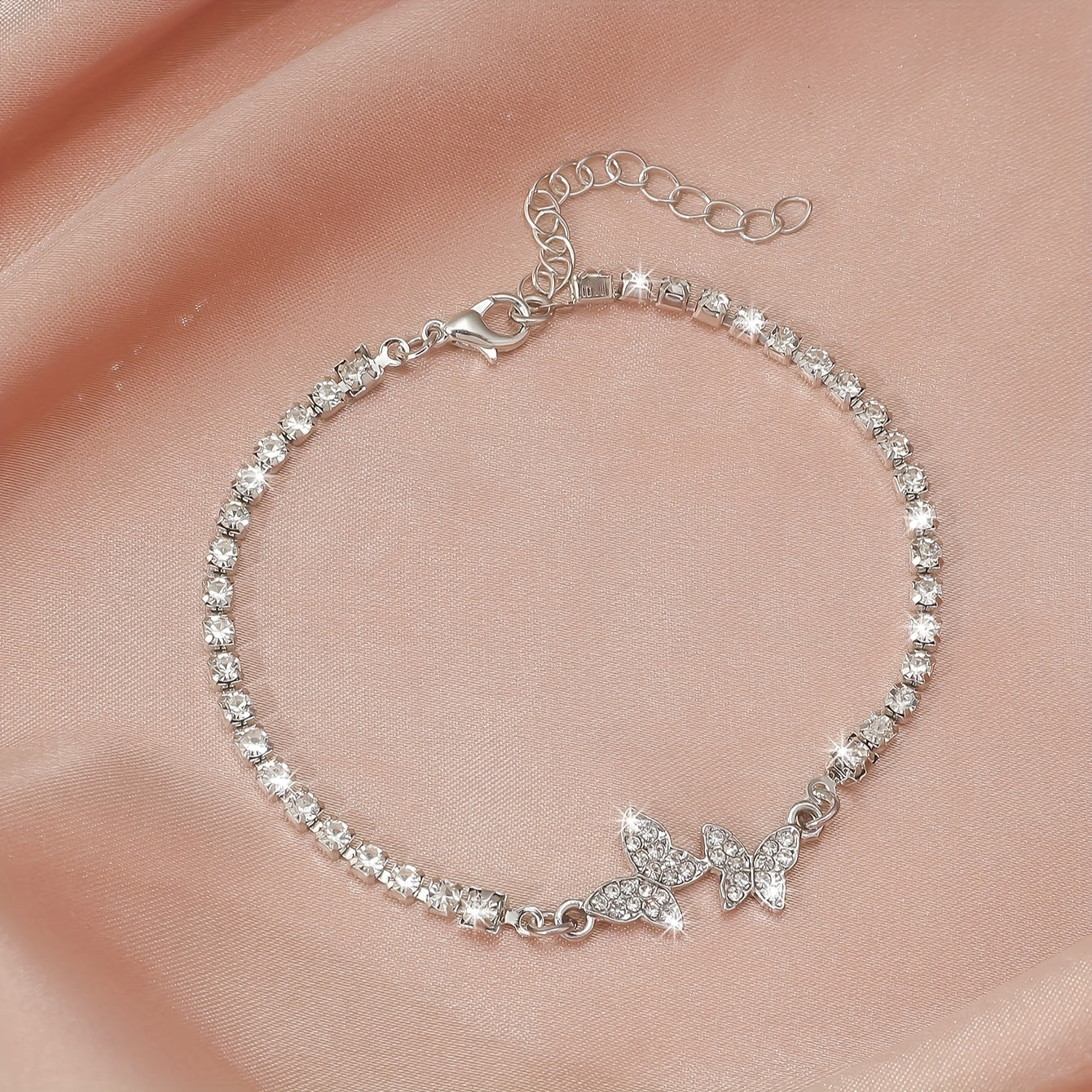 Lunivelle | Women's Sparkling Butterfly Bracelet with Rhinestones | Silver