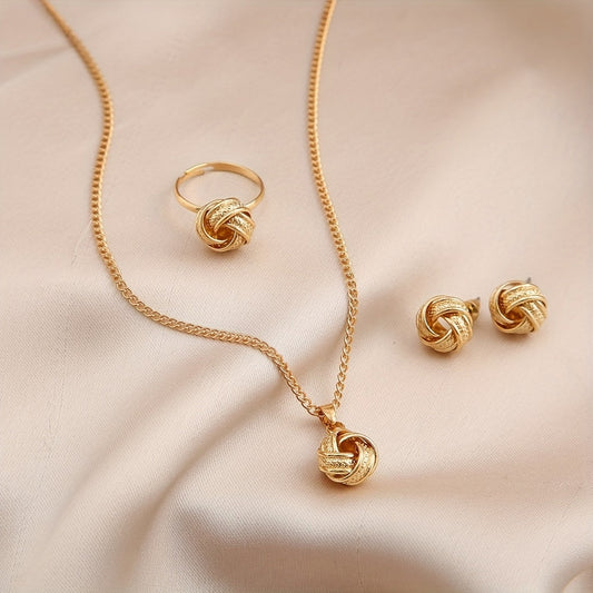 Zaraya | Women's Vintage Jewelry Set with Knot Details | Gold
