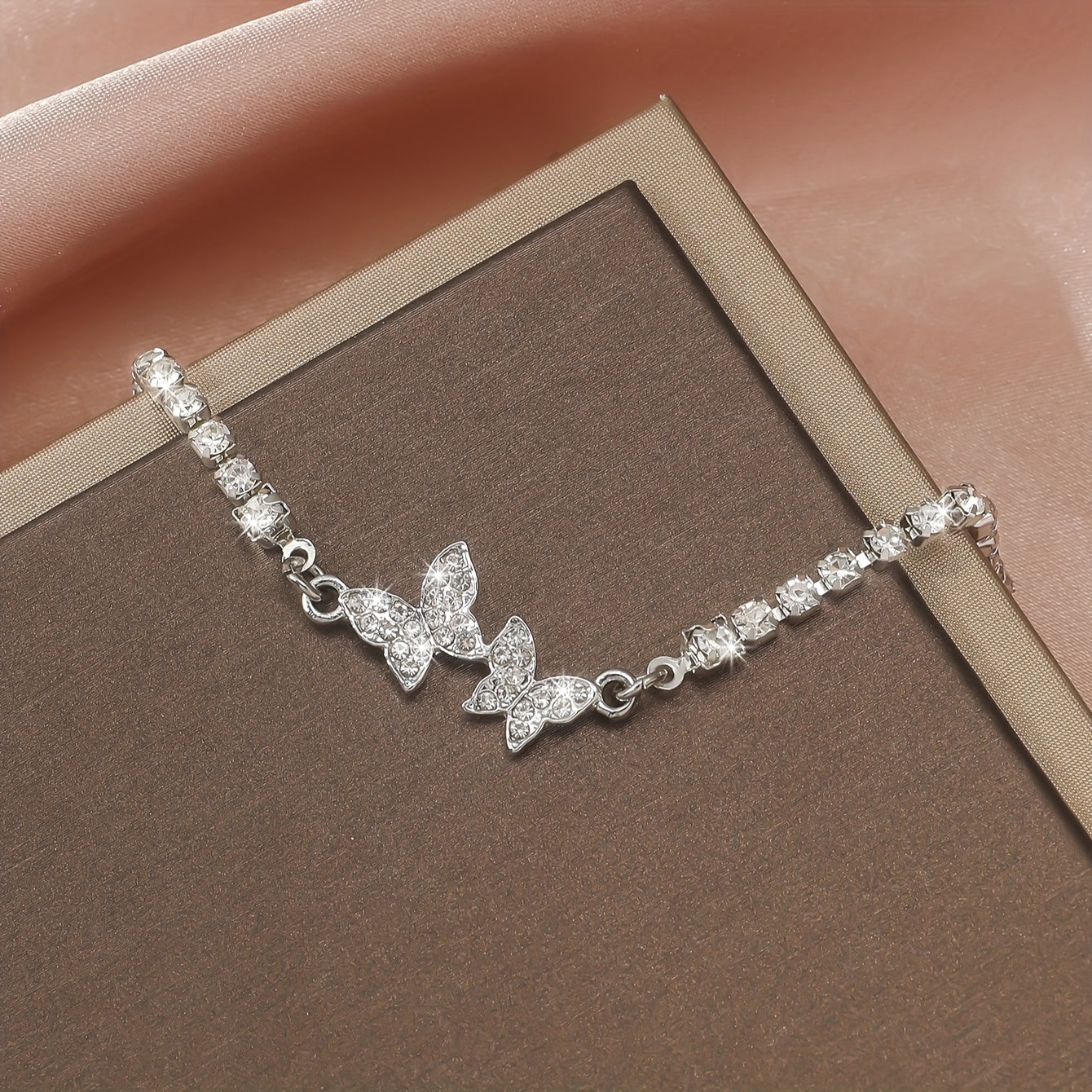 Lunivelle | Women's Sparkling Butterfly Bracelet with Rhinestones | Silver