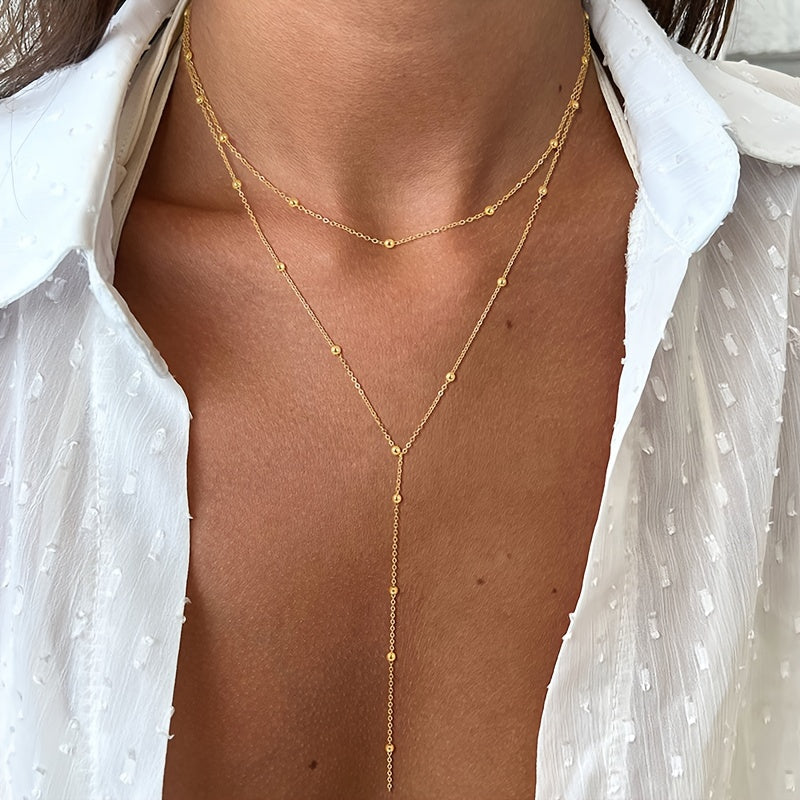 Mirena | Women's Elegant Layered Beaded Necklace | Gold
