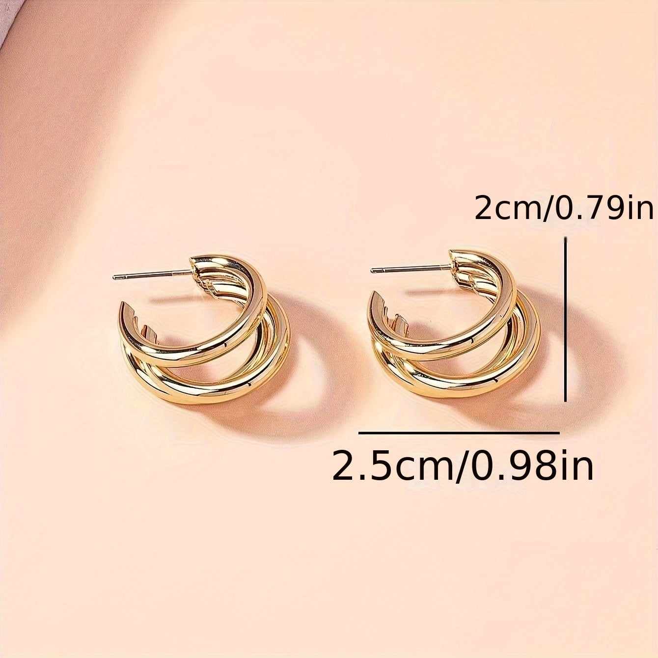 Caliora | Women's Elegant Layered Earrings with Rhinestones | Gold