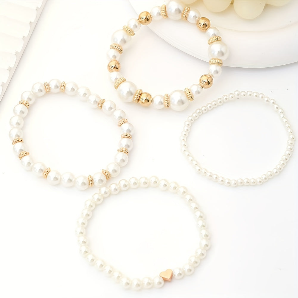 Vivianne | Women's elegant pearl bracelet set | White